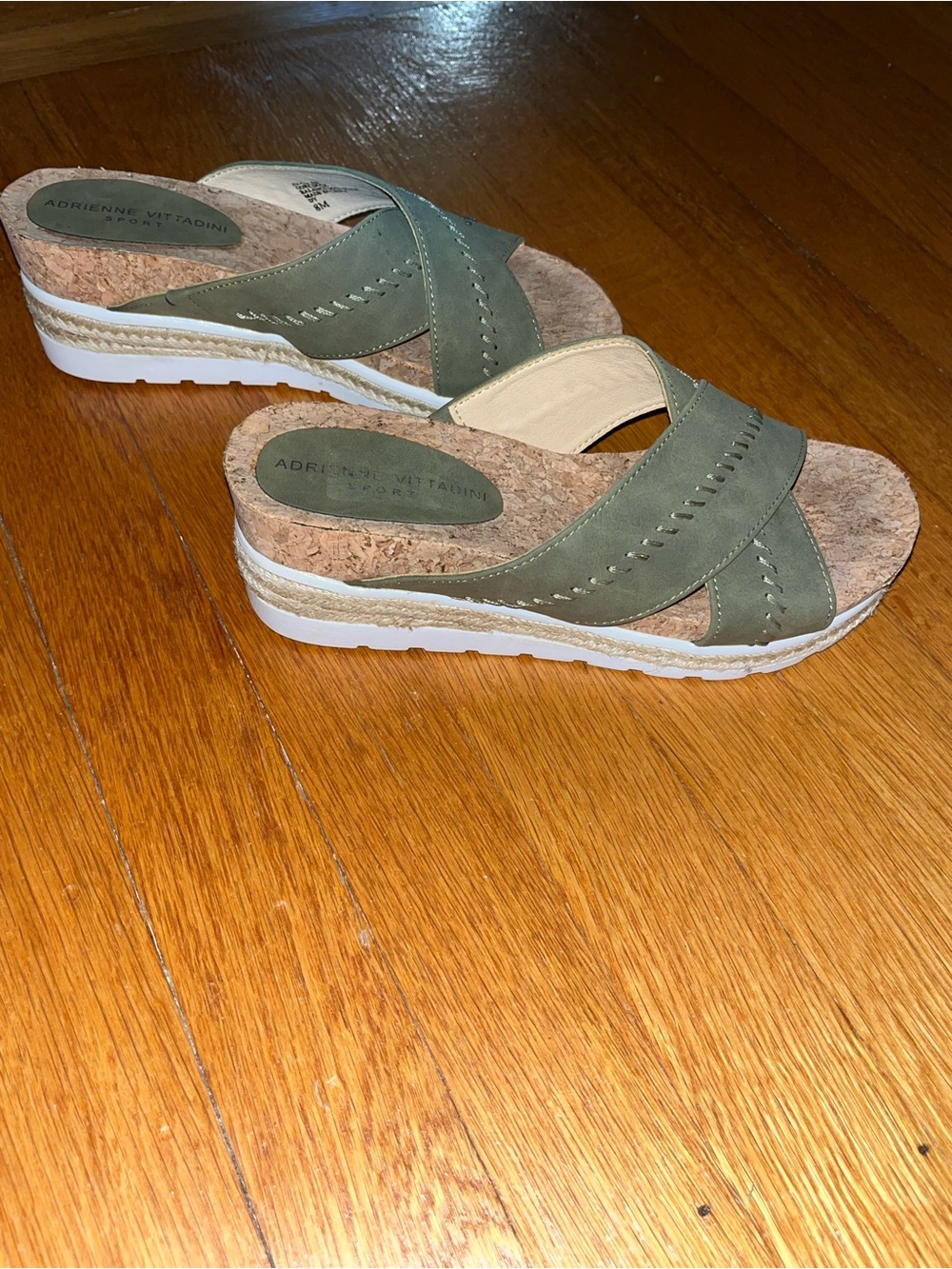 Adrienne Vittadini Olive Crisscross Cork Slide Mules - Picture 2 of 6